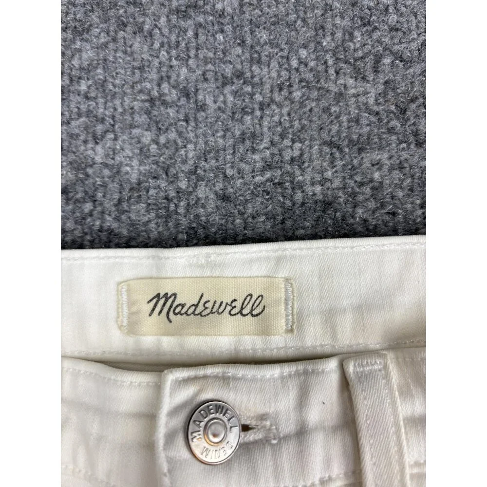 Madewell Jeans Womens 27 White 10 Inch High‎ Rise Skinny Crop Button Fly Raw Hem